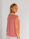 Lola Knitted Spencer with Buttons | Pink Red Striped | Tall