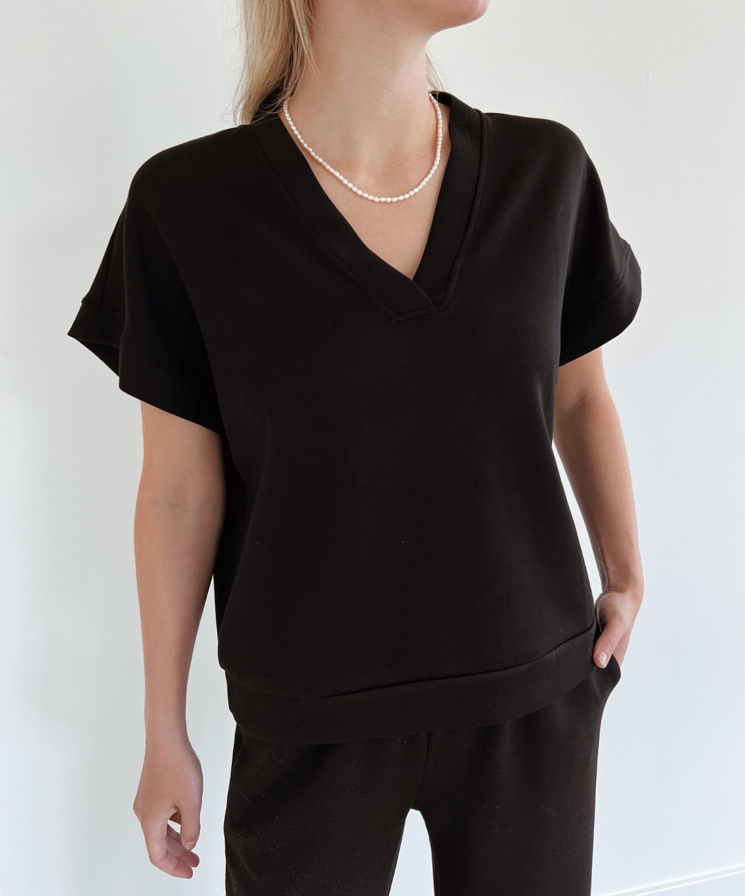 Isabel | Summer jogger top | Tall | Black