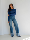Zola Cuffed Wide Leg Jeans | Ocean Blue | Tall