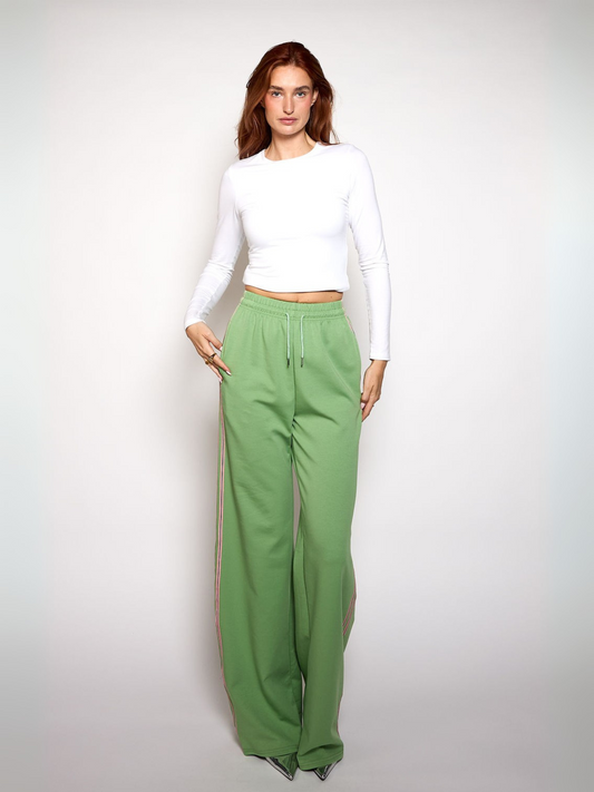 Izzy pants | Green | Pink stripe | Tall
