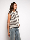 Lola Knitted Spencer with Buttons | White brown striped | Tall