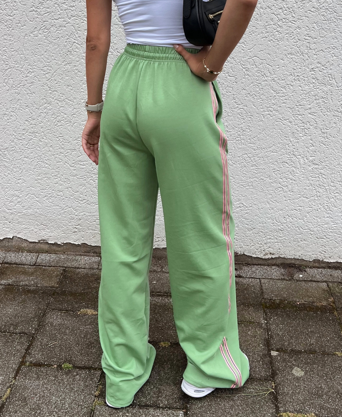 Izzy pants | Green | Pink stripe | Tall