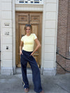 Izzy pants | Navy with yellow stripe | Tall
