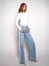 Fay Mid Waist Jeans with stripes | Blue | Stretch | Tall