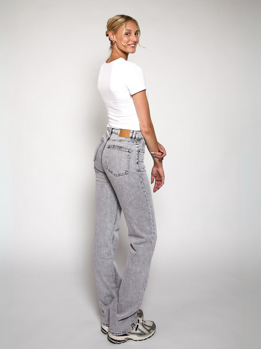 Lizza Mid Waist Jeans | Light grey | Stretch | Tall
