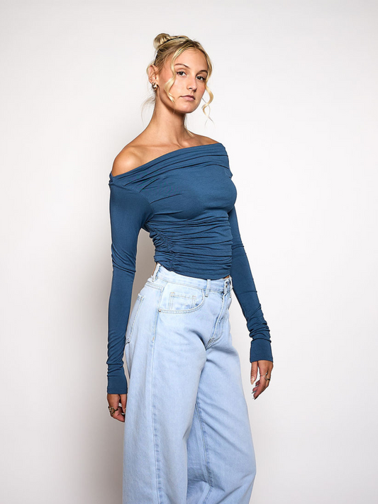 Lieke off shoulder top | Tall | Blue