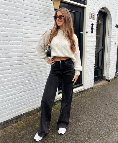 Sassy | Super Wide Leg Jeans | Stretch | Washed black | Tall