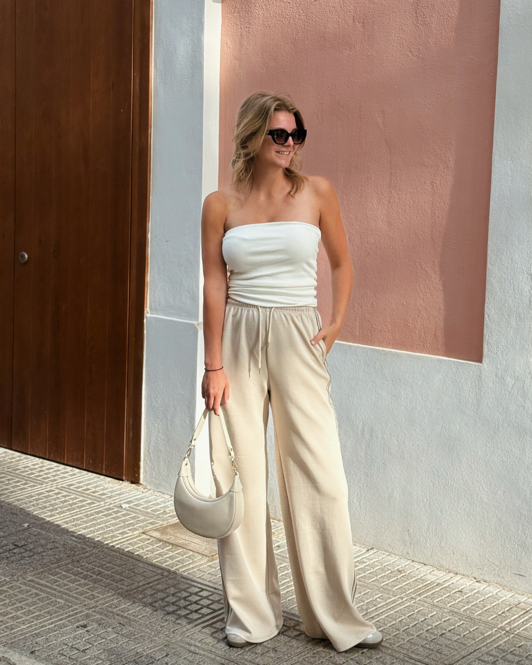 Izzy pants | Beige with stripe | Tall