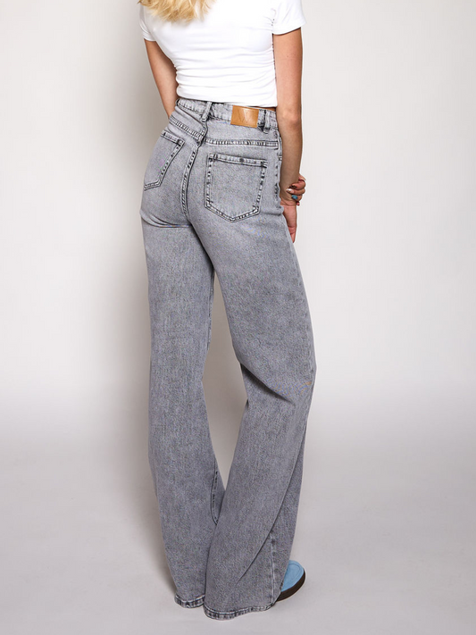Sassy | Super Wide Leg Jeans | Stretch | Washed Grey | Tall