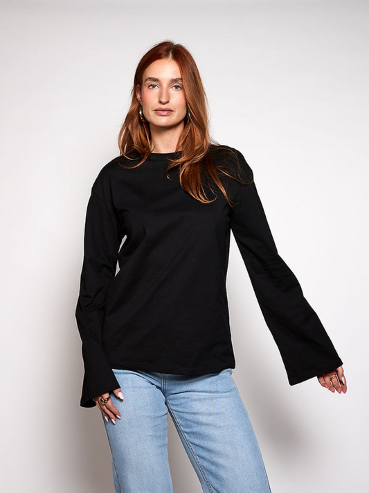 Nine Tee | flared sleeve | Tall | Black