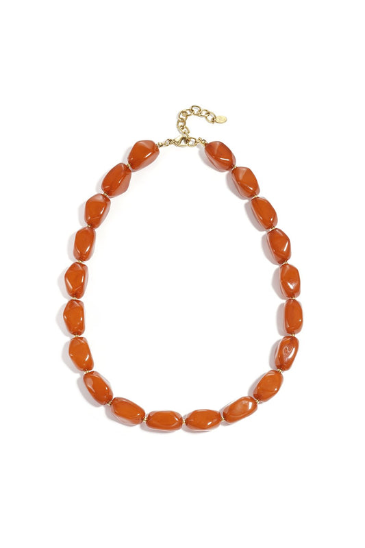 Ketting met kralen | Terracotta oranje