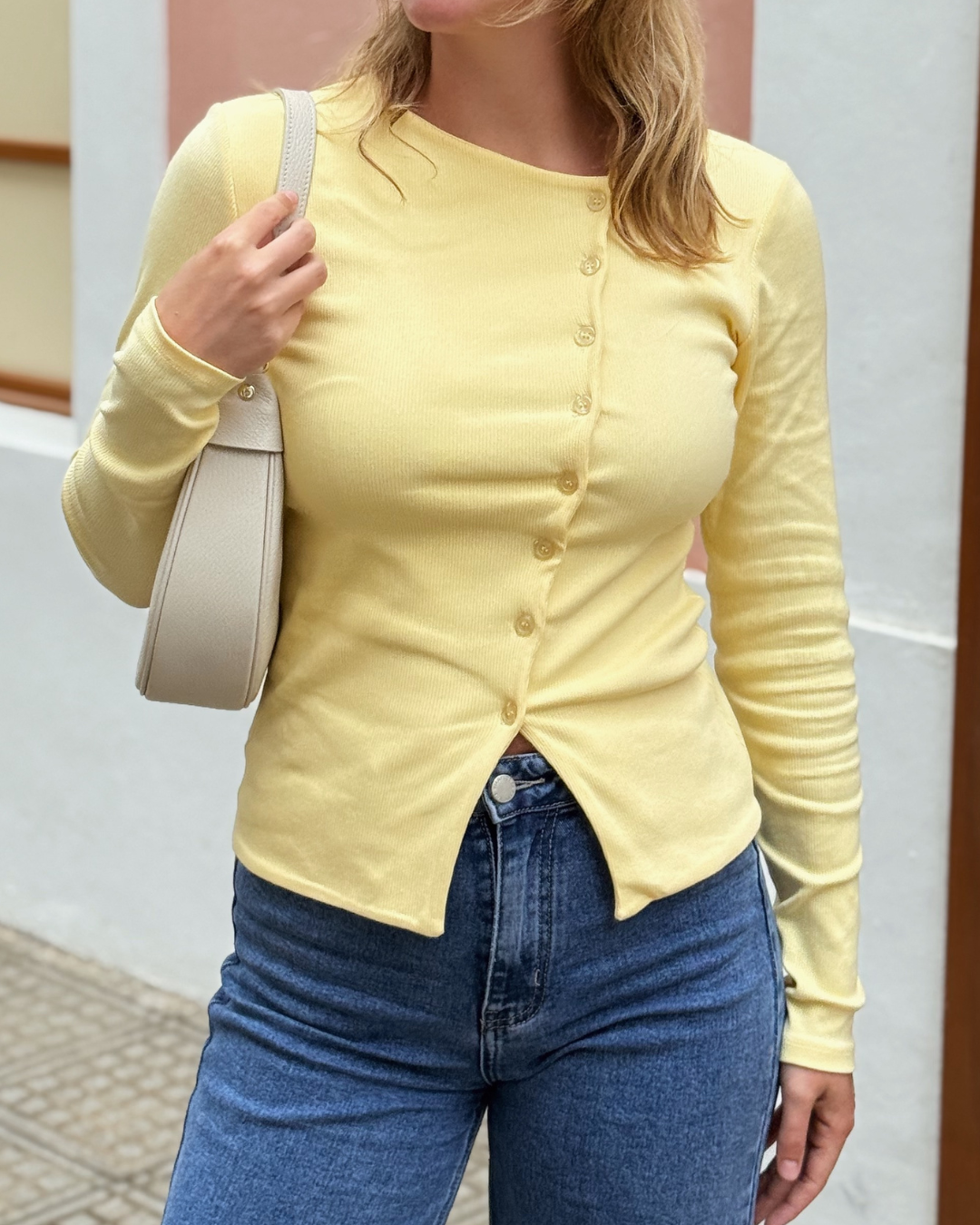 Nala top met knopen | Tall | Geel