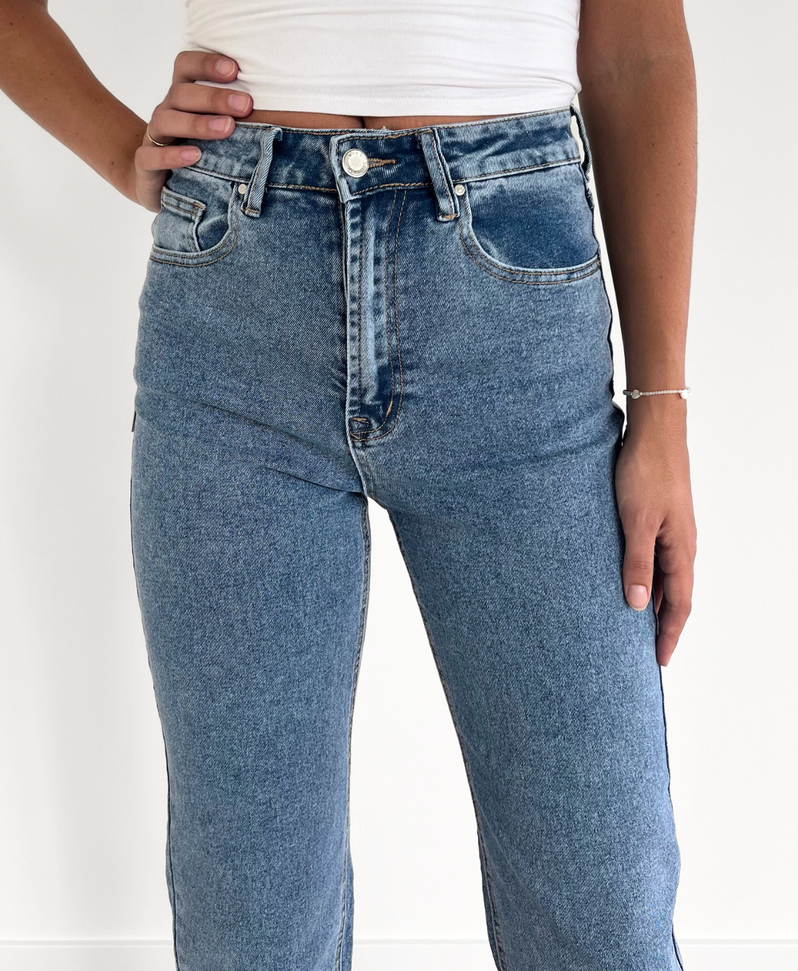 Livia Wide Leg Jeans | Blue | Stretch | Tall