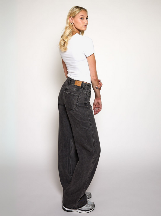 Jade Super Wide Leg Jeans | Mid waist | Dark gray |
