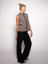 Lola Knitted Spencer with Buttons | Brown and White Striped | Tall