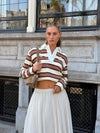 Maya Polo | Striped white burgundy | Tall