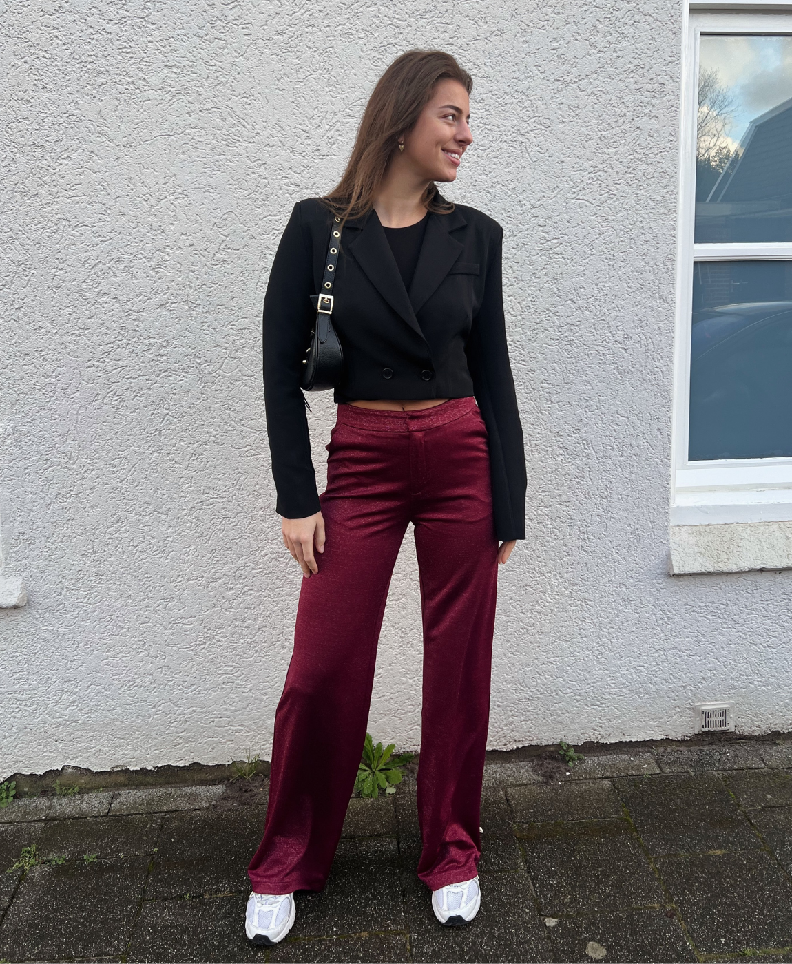 Nova Glitter Trousers | Bordeaux | Tall