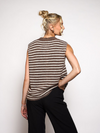 Lola Knitted Spencer with Buttons | Brown and White Striped | Tall
