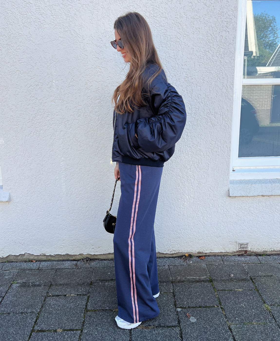 Izzy pants | Navy | Pink stripe | Tall