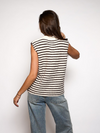 Lola Knitted Spencer with Buttons | White brown striped | Tall
