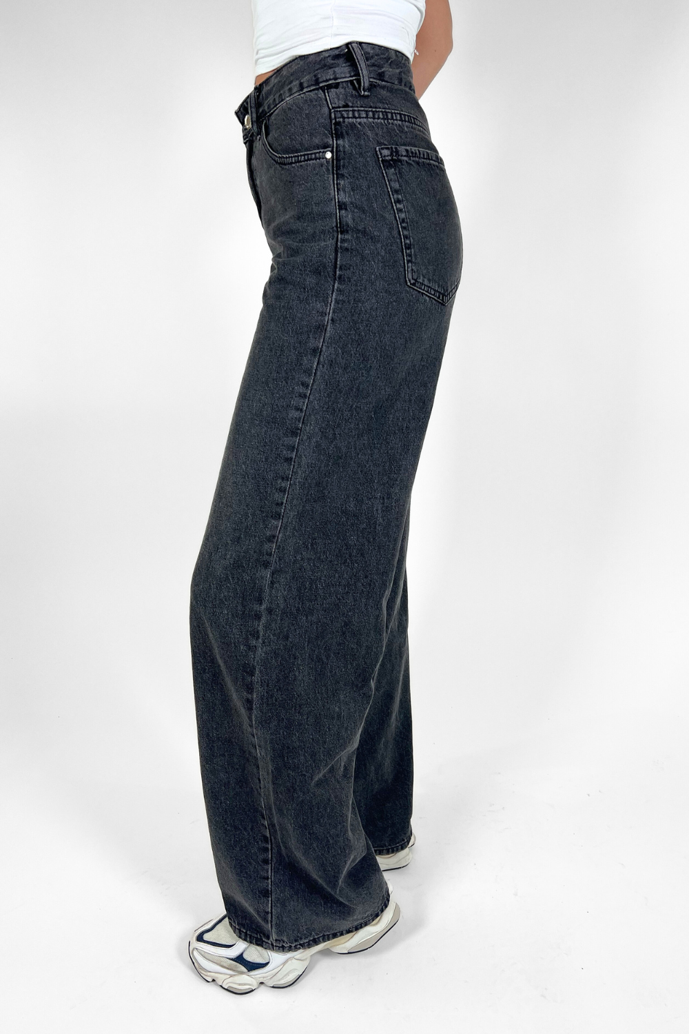 Jade Super Wide Leg Jeans | Mid waist | Gray | Tall