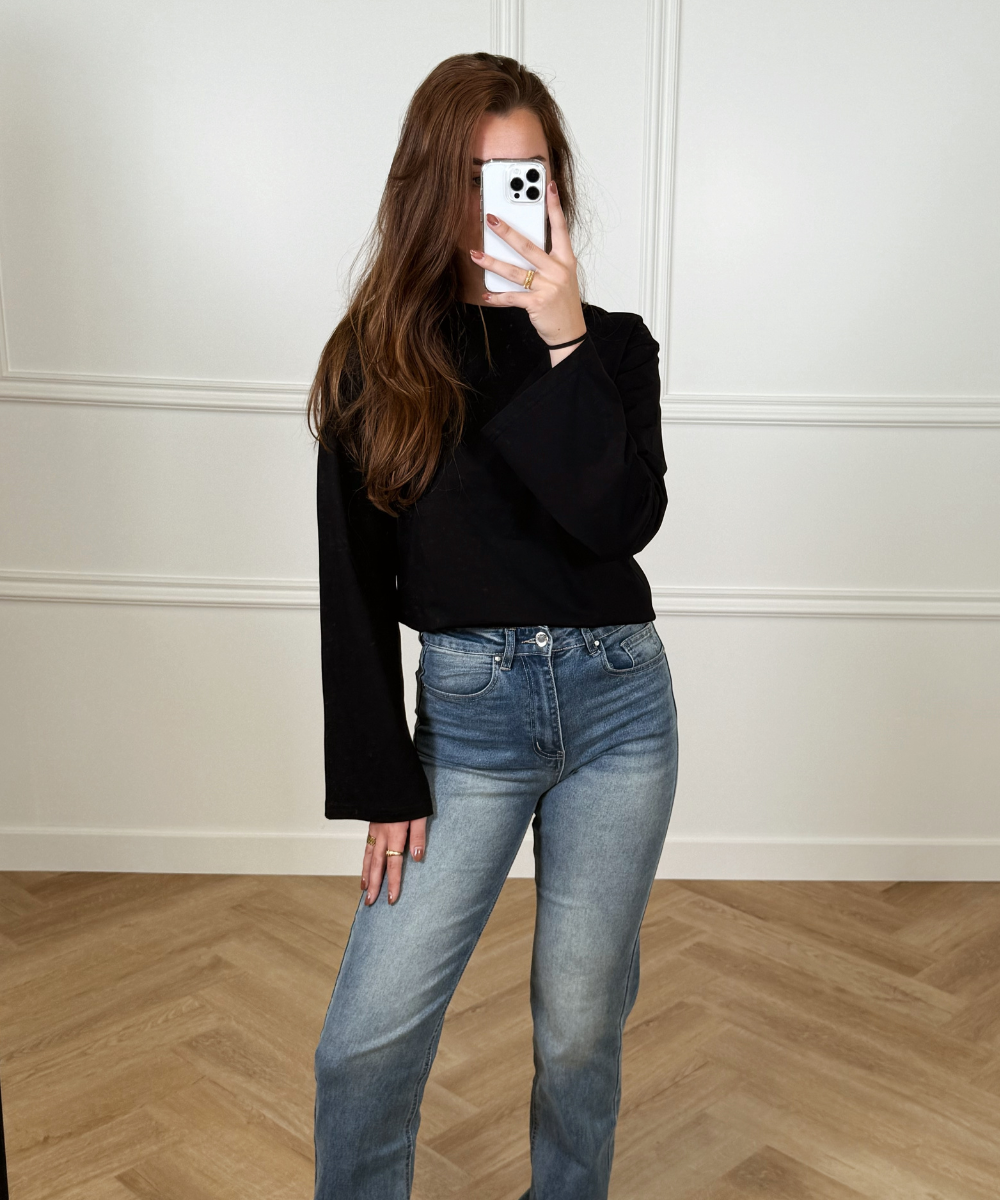 Nine Tee | flared sleeve | Tall | Black