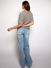 Lena Knitted Cardigan with Buttons | White brown striped | Tall