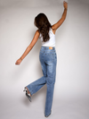 Diamond Wide Leg Jeans | Blue | Stretch | Tall