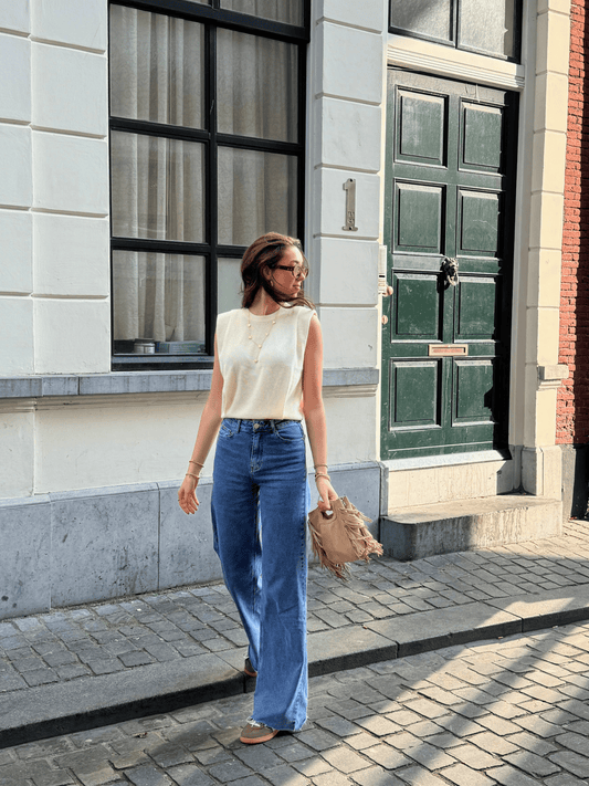 Sassy | Super Wide Leg Jeans | Destroyed | Stretch | Dark Blue | Tall
