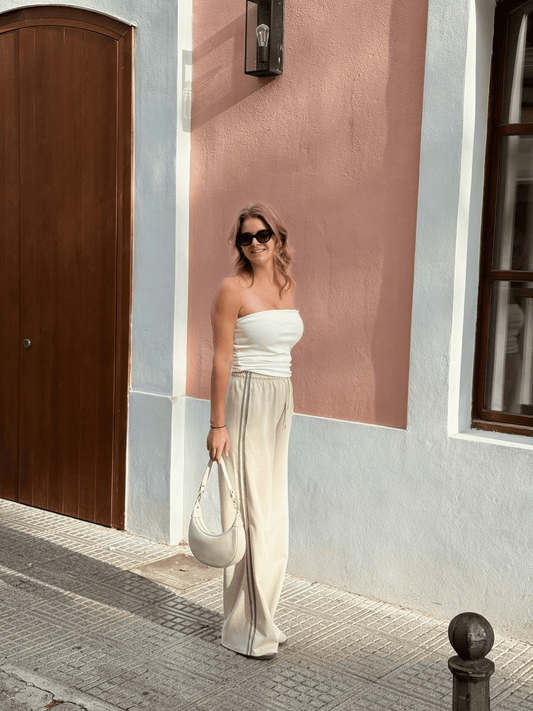 Izzy pants | Beige with stripe | Tall