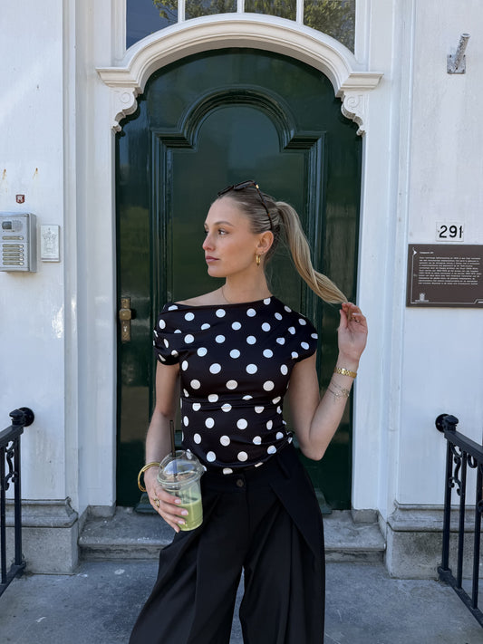 Amber Polkadot top | Black white | Tall