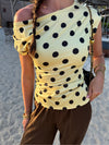Amber Polkadot Top | Yellow Black | Tall