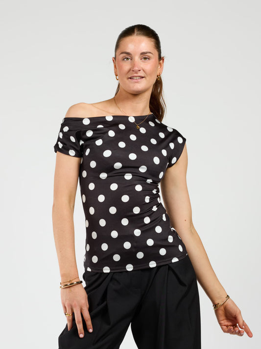 Amber Polkadot top | Black white | Tall