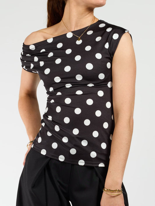 Amber Polkadot top | Black white | Tall