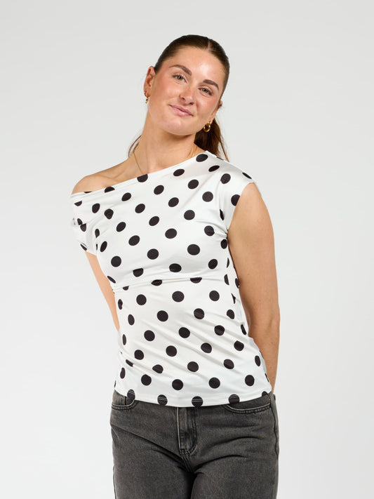 Amber Polkadot top | White Black | Tall