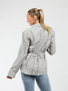 Semi-fitted blouse | Grey striped | Tall