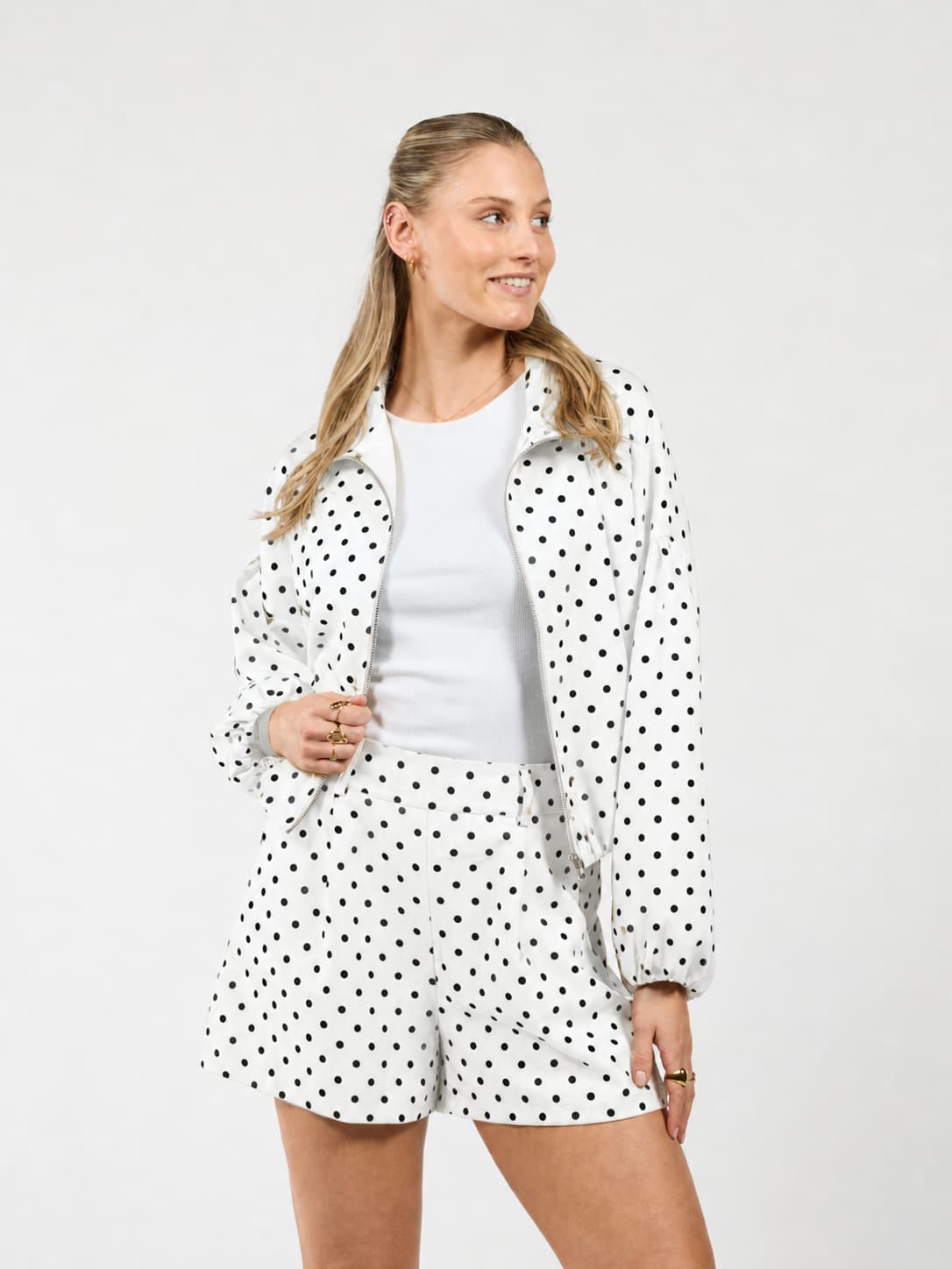 Ava Polka Dot Jacket | White | Tall
