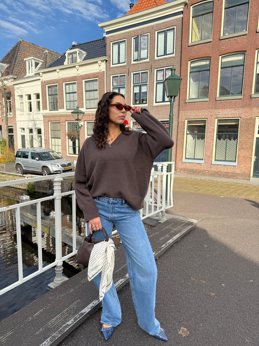 Chloé V-Neck Knit | Brown | Tall