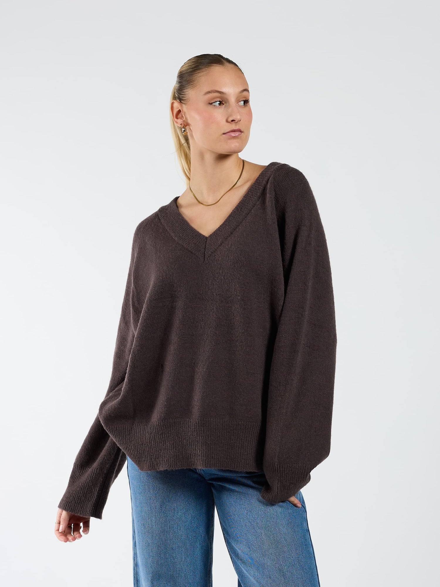 Chloé V-Neck Knit | Brown | Tall