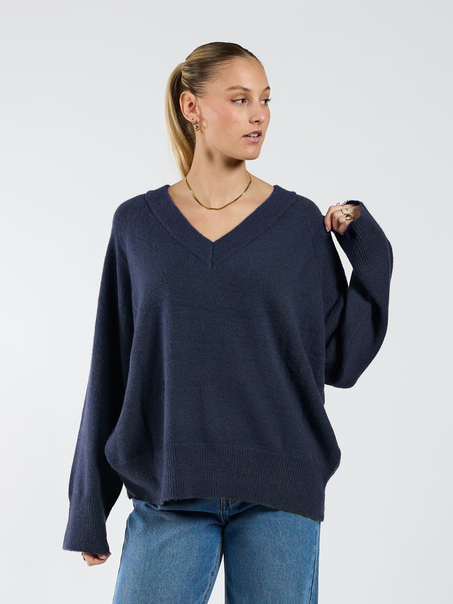 Chloé V-Neck Knit | Navy | Tall