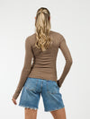Cilia | Long sleeve button-up top | Brown | Tall