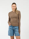 Cilia | Long sleeve button-up top | Brown | Tall