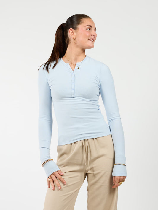Cilia | Long sleeve button-up top | Light Blue | Tall