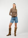 Cilia | Long sleeve button-up top | Brown | Tall