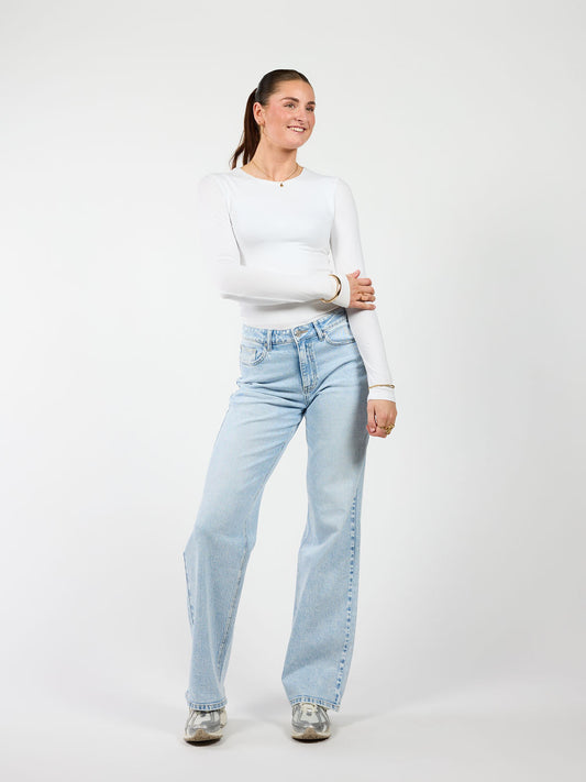 Josie | Mid Waist Wide Leg Jeans | Light Blue | Stretch | Tall