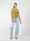 Hazel | Button-down Tank Top | Green | Tall