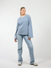 Nine Tee | Flared Sleeve | Striped White Blue | Tall