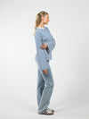 Nine Tee | Flared Sleeve | Striped White Blue | Tall
