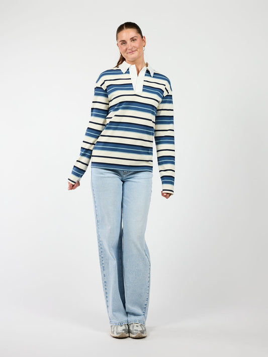 Maya Polo | Striped white blue | Tall