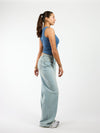 Roxy | Mid Waist Super Wide Leg Jeans | Light Blue | Stretch | Tall